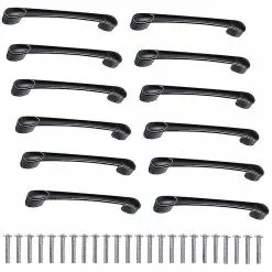 Unbranded 12x Zinc Alloy Kitchen Cabinet Handle, Black Door Drawer Handles Furniture Pull Cabinet Door Handles, Hole Center Distance 160mm