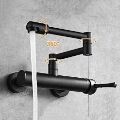 Unbranded Fong Wall-mounted Kitchen Faucet, Folding Telescopic, Black Wall-mounted Faucet, Brass Wall-mounted Faucet, Wall-mounted Mixer, Ceramic, Kitchen Sink,
