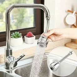 Tinor Water Saving Filter Nozzle,360 Degree Movable Kitchen Faucet Head,2 Modes Adjustable Shower Head Filter Sprayer For Kitchen Bathroom (Silver)