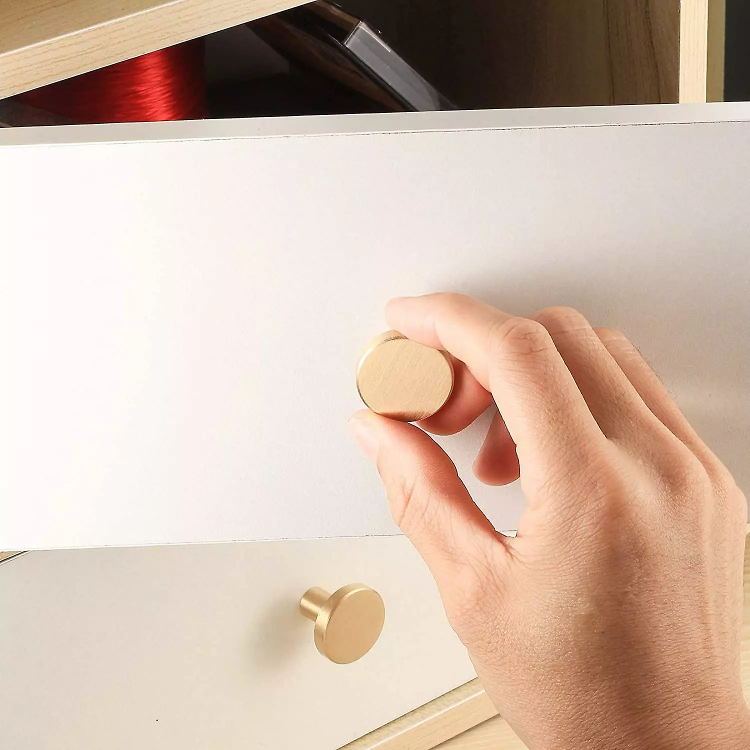 Unbranded Round Solid Brass Door Handle, Furniture Handle, Pull Knobs Drawer Cabinet Cupboard Chest Of Drawers Kitchen, Single Hole Gold Handle 4 Pieces(25 X 20 - Image 5