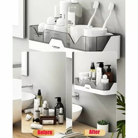 Tinor Set Of 2 Bathroom Shelves, No Drilling Bathroom Shelves, Shower Shelf, Plastic Shower Baskets Wall Mounted For Kitchen And Bathroom - Image 5