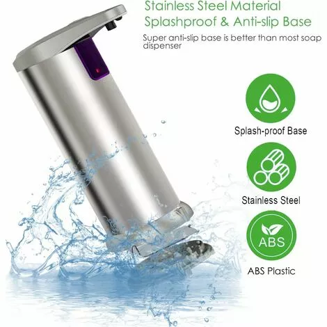 Tinor Hand Soap Dispenser Automatic Touchless Soap Dispenser With Infrared Motion Sensor, Output Control Switches, Waterproof Base, Stainless Steel Body, For Kitchen Bathroom Commercial Hotel Restaurant - Image 4