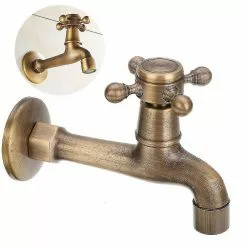 Mryenc Wall Mounted Faucet Retro Solid Brass Single Handle Corrosion Resistant Anti-rust Water Tap Kitchen Sink Mop Pool