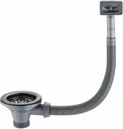 Unbranded Stainless Steel Kitchen Sink Drain With Square Overflow 114 Mm