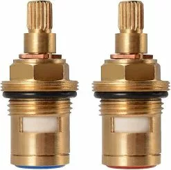 Unbranded Replacement Brass Pair Ceramic Stem Disc Cartridge Mixer Hot And Cold Tap G1/2" For Bathroom Kitchen Tap(1 Pair Hot & Cold) (a-1b)