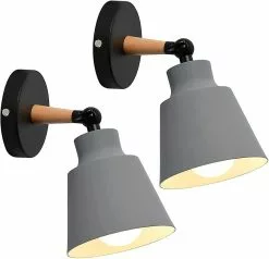 LetsGO Packs Industrial Vintage Wall Sconces Ceiling Light Fixtures E27 Metal Adjustable Retro Indoor Wall Lamp For Bedroom Kitchen Restaurant (grey)