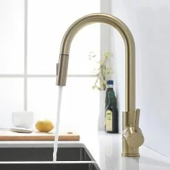 Wonderful Wow Brushed Gold Kitchen Faucet With Pull Out Spray 360 Swivel Kitchen Faucet Compatible With Kitchen Sink Mixer Tap