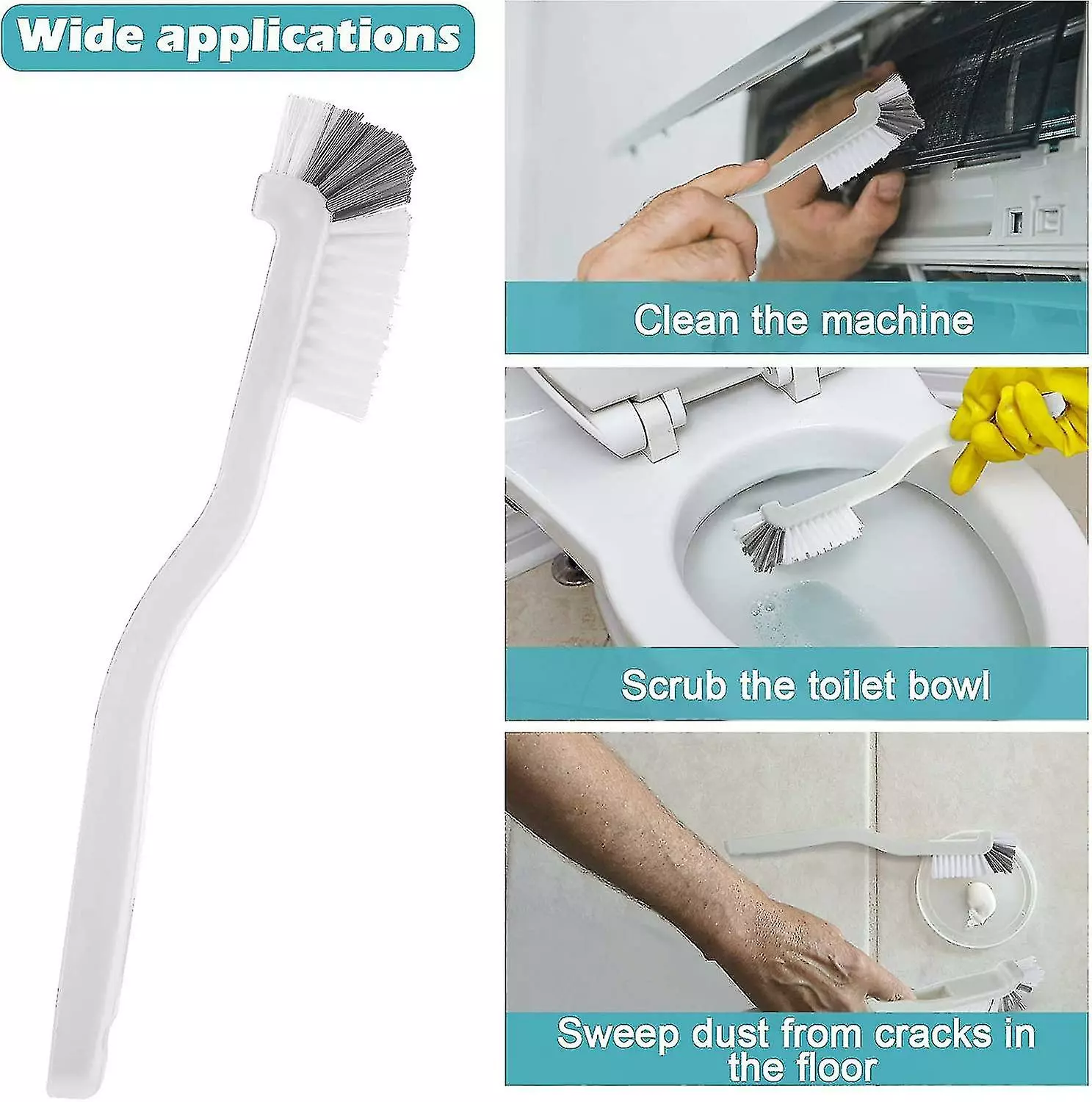 Unbranded Cleaning Dish Scrub Brush Kitchen Sink Bathroom Brushes, Household Pot Pan Dishwasher Edge Corners Grout Deep Cleaning Brush With Stifwhite1pcs - Image 4