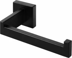 LetsGO Black Toilet Paper Holder, Stainless Steel Roll Holder Toilet Paper Holder For Bathroom And Kitchen (square) Black 1 Pack Black 1 Pack