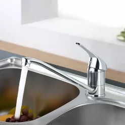 LetsGO Brass Kitchen Faucet Chrome Sink Faucet 360 Rotatable Single Handle Sink Mixer Tap With Low Spout For Kitchen
