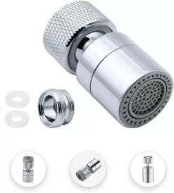 LetsGO 2-mode Adjustable Brass Kitchen Faucet Foaming Filter With Nozzle Adapter, Suitable For Faucet With M22 External Thread Nozzle Or M24 Internal Thread