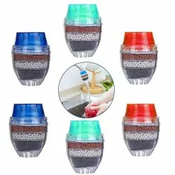 Unbranded 6 Pcs Kitchen Faucet Round Activated Carbon Filter Faucet Water Purifier 5 Layers Home Purified Fauc
