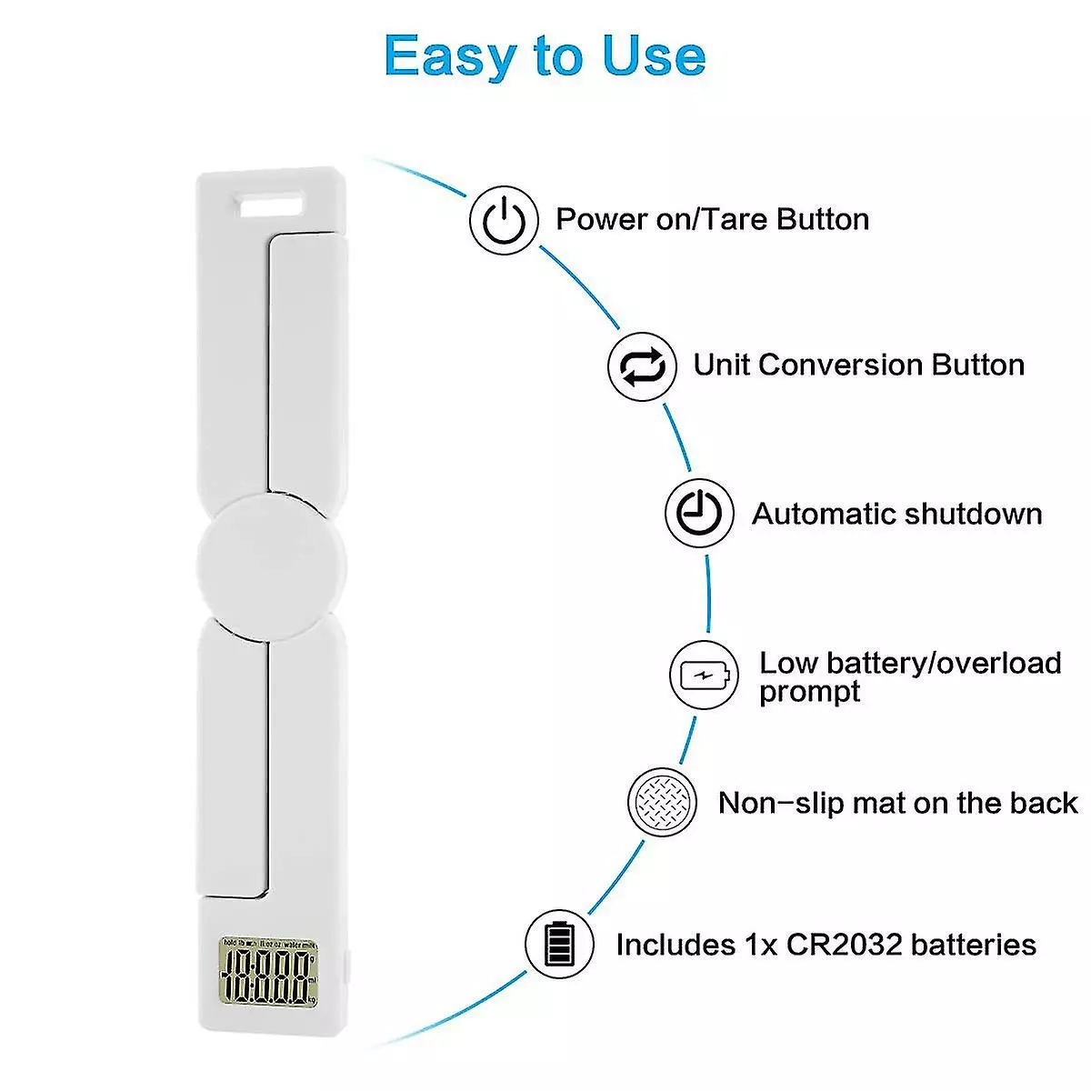 Boom Foldable Electronic Scale Pocket Kitchen Scale With Tare Function Mini Electronic Scale 5kg/1g, Lcd Display, Automatic Shut-off Kitchen Food Weigher F - Image 4