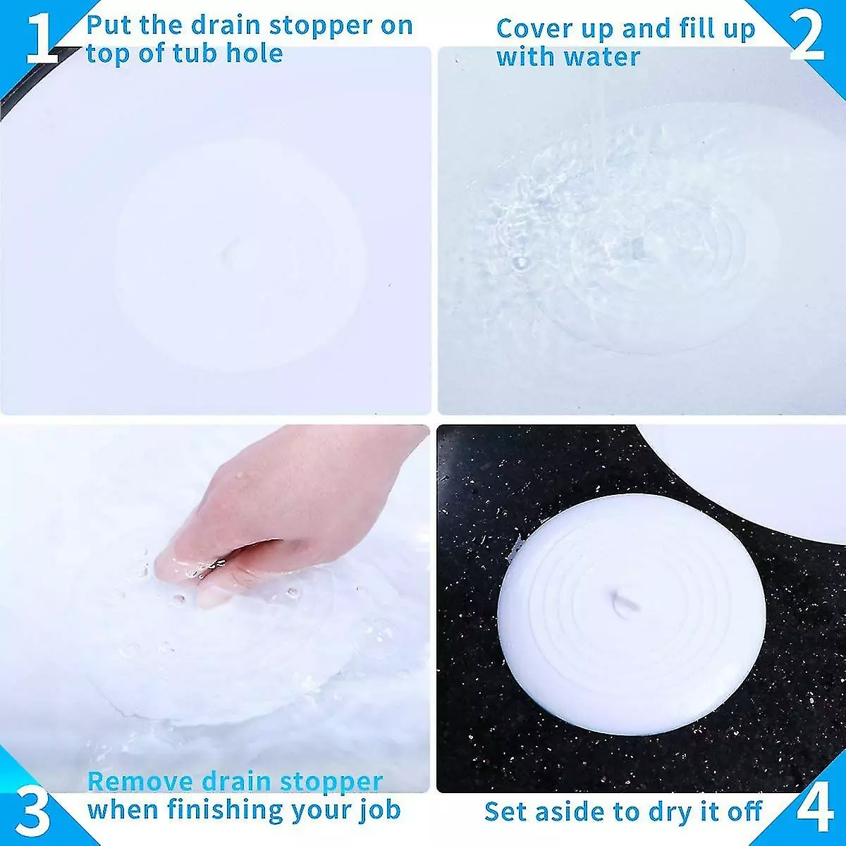 Unbranded 2 Pack Tub Stopper For Drain, 6 Inches Silicone Shower Drain Plug Stopper For Kitchen, Room, Laundry (white) - Image 4