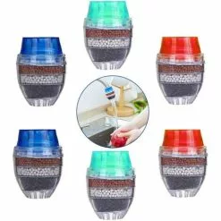 EINEMGELD 6PCS Mini Faucet Water Filter Activated Carbon Round Tap Water Filter - Mini Home Coconut Activated Carbon Filter - Kitchen Tool