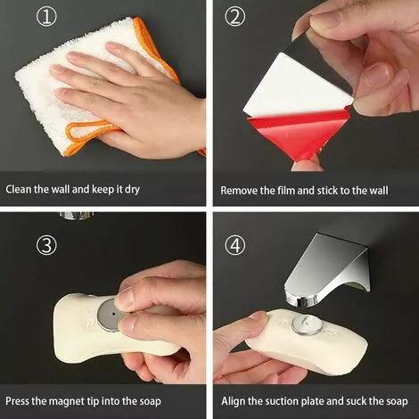 NAXUNNN 2 Pieces Magnetic Soap Dishes, Stainless Steel Magnet Soap Dish, Wall Mounted Soap Holder With 4 Lids For Sink Washbasin, Kitchen Bathroom - Image 4