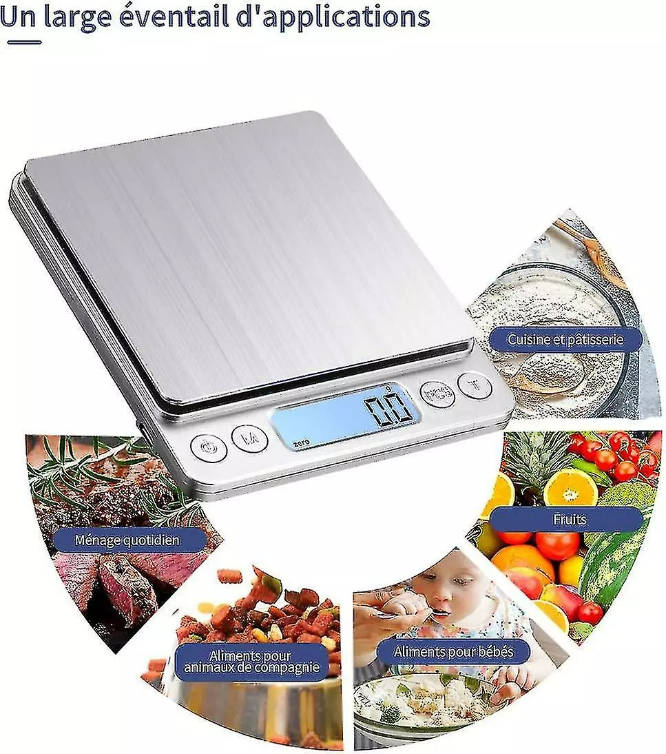 Unbranded Digital Kitchen Scale Usb Rechargeable 3kg/0.1g Digital Baking Food Scale, Precision Electronic Scale Stainless Steel Weighing Table Tops, Tare Functi - Image 5