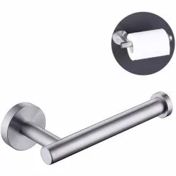 FUHUIDATRADING Toilet Paper Holder Stainless Steel, Bathroom Tissue Roll Holder Dispenser Half Open Round Wall Mount For Washroom & Kitchen-Silver