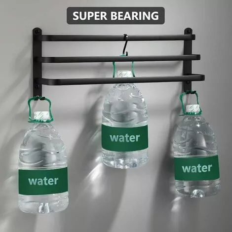 MEZHENG Aluminum Wall Mounted Towel Rail - 3 Layers - 60cm - Waterproof - Black - Suitable For Bathroom Kitchen Washroom - Image 2