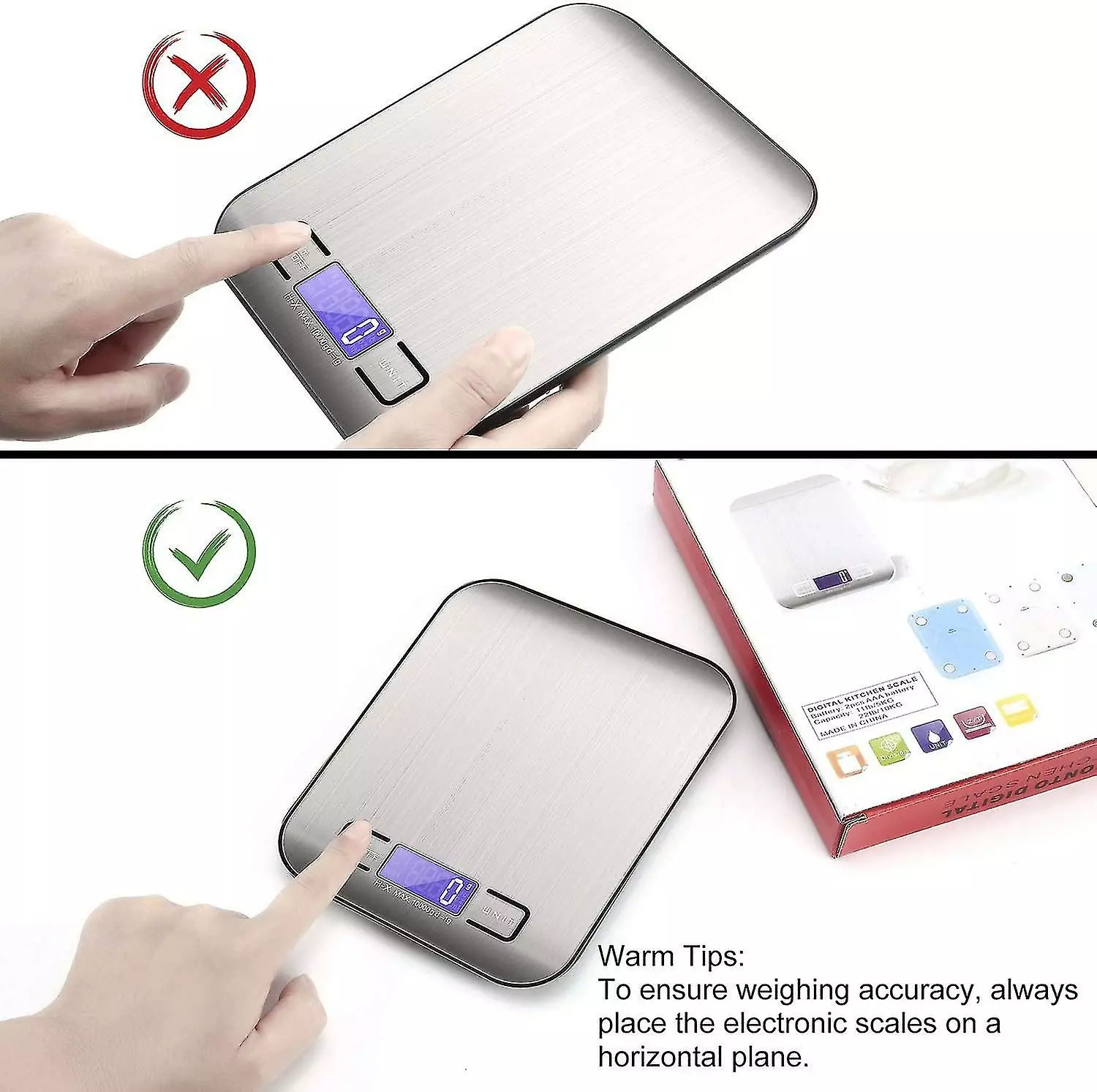 Shlyl Digital Kitchen Scales 10kg /1g Stainless Steel Electronic Scales Back-lit Lcd - Image 4