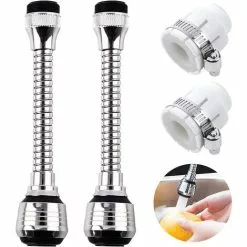 EINEMGELD 2PCS 360 Degree Swivel Faucet Aerator Kitchen Faucet Head 2 Modes Adjustable Shower Head Filter Sprayer For Kitchen Bathroom