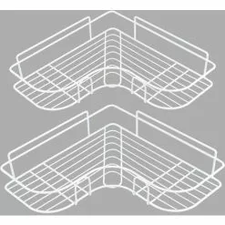 EINEMGELD Shower Organizer Storage, Bathroom Shelves, Trolley With Adhesive Sticker Rustproof Stainless Steel Kitchen And Bathroom - Adhesive Sticker Included (White)