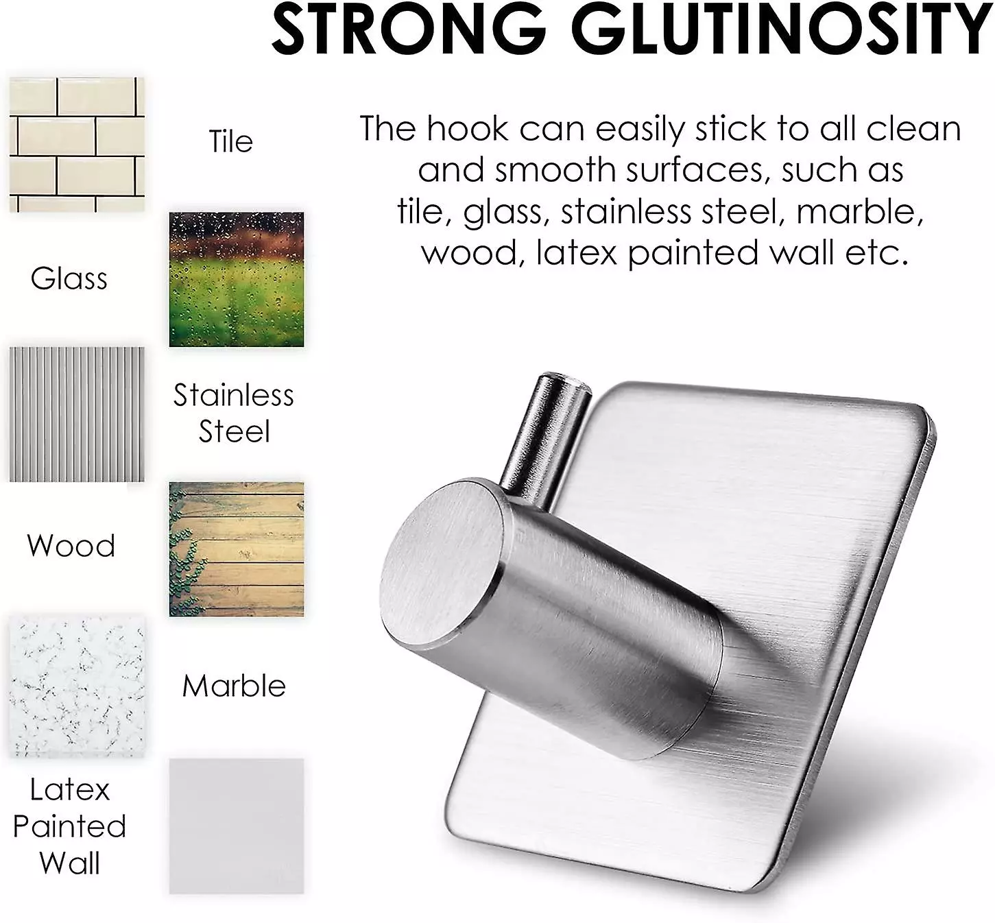 LetsGO 5 Pieces 3m Adhesive Hook, Stainless Steel Bathroom Wall Hook, Waterproof And Oil-proof Self-adhesive Towel Holder For Kitchen, Living Room And Office - Image 3