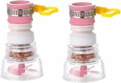 LetsGO Kitchen Faucet Head 2pcs Anti-splash Faucet Filter Faucet Sprayer Head Faucet Booster Filter Water Saving Retractable Faucet (pink)