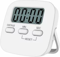 LetsGO Niaguoji Magnetic Kitchen Timer With Large Lcd Display, With Stopwatch, Loud Alarm And Countdown Timer, White