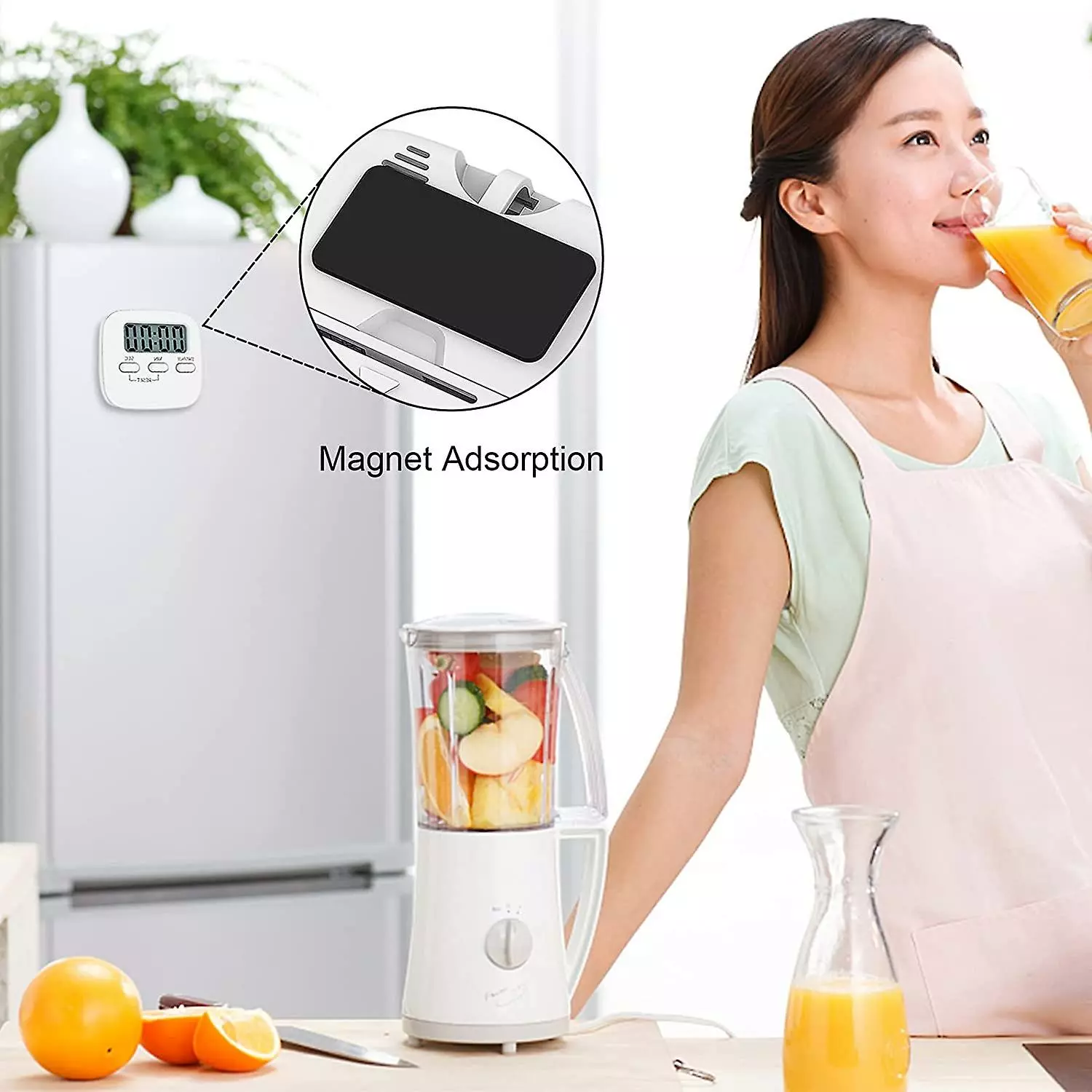 LetsGO Niaguoji Magnetic Kitchen Timer With Large Lcd Display, With Stopwatch, Loud Alarm And Countdown Timer, White - Image 5