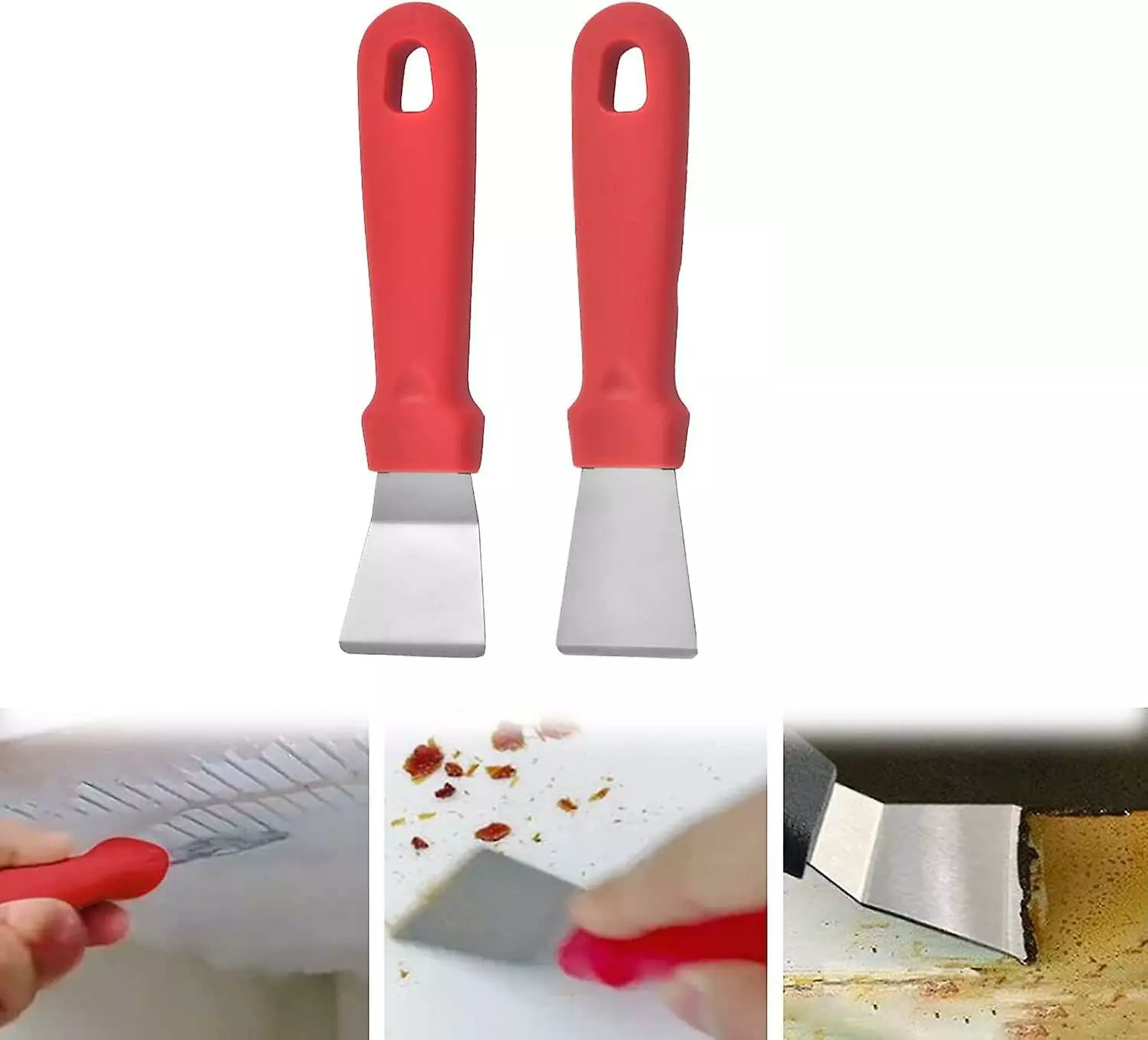 LetsGO Multipurpose Kitchen Cleaning Spatula, Gap Range Hood Decontamination Spatula, Stainless Steel Ice Remover Shovel Fridge Cleaning Tool, Refrigerator D