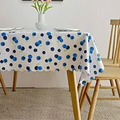 LetsGO 2-piece Table Cloths, Stain-resistant Oil-proof Pvc Washable Tablecloth Waterproof For Kitchen Outdoor Picnic Bbq Table Cloth,blueberry,140x140cm Blue
