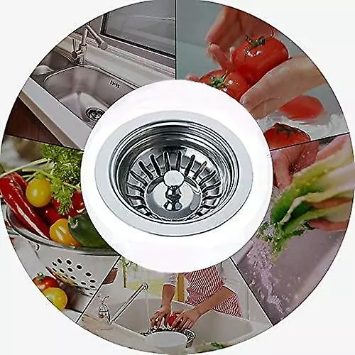LetsGO Kitchen Sink Thick Stainless Steel Kitchen Sink Workout Plug Hole Diameter 78mm 84mm (stainless Steel-1pcs, 84mm) Silver-1 Pcs 84mm - Image 2