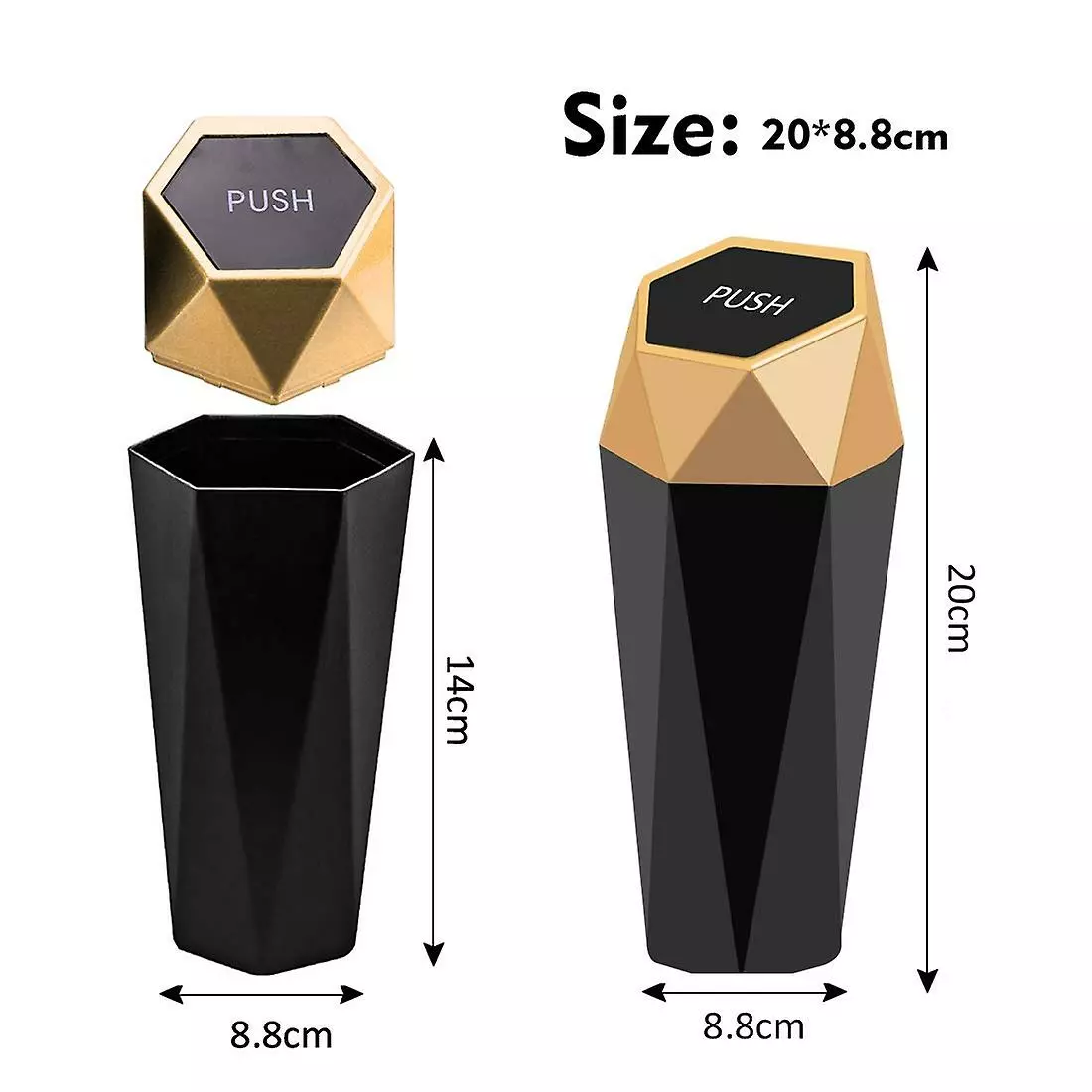 LetsGO 2 Pack Mini Car Trash Cans With Lid, Diamond Design, For Car, Home, Office, Kitchen, Bedroom - Image 2