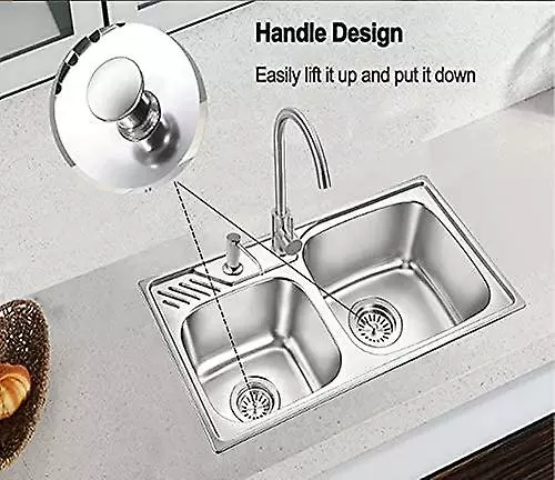 LetsGO Kitchen Sink Thick Stainless Steel Kitchen Sink Workout Plug Hole Diameter 78mm 84mm (stainless Steel-1pcs, 84mm) Silver-1 Pcs 84mm - Image 4