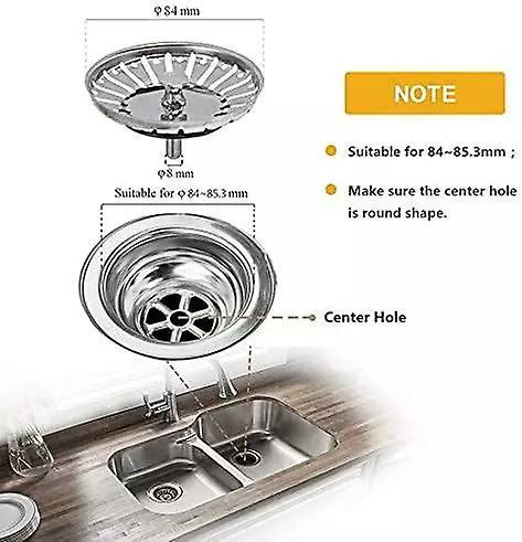 LetsGO Kitchen Sink Thick Stainless Steel Kitchen Sink Workout Plug Hole Diameter 78mm 84mm (stainless Steel-1pcs, 84mm) Silver-1 Pcs 84mm - Image 5