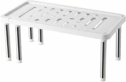 LetsGO Cupboard Shelf, Kitchen Shelf, 1 Piece Kitchen Cupboard Storage, Made Of Pp And Stainless Steel, Durable, Adjustable, For Kitchens, Cabinets, Bathroom