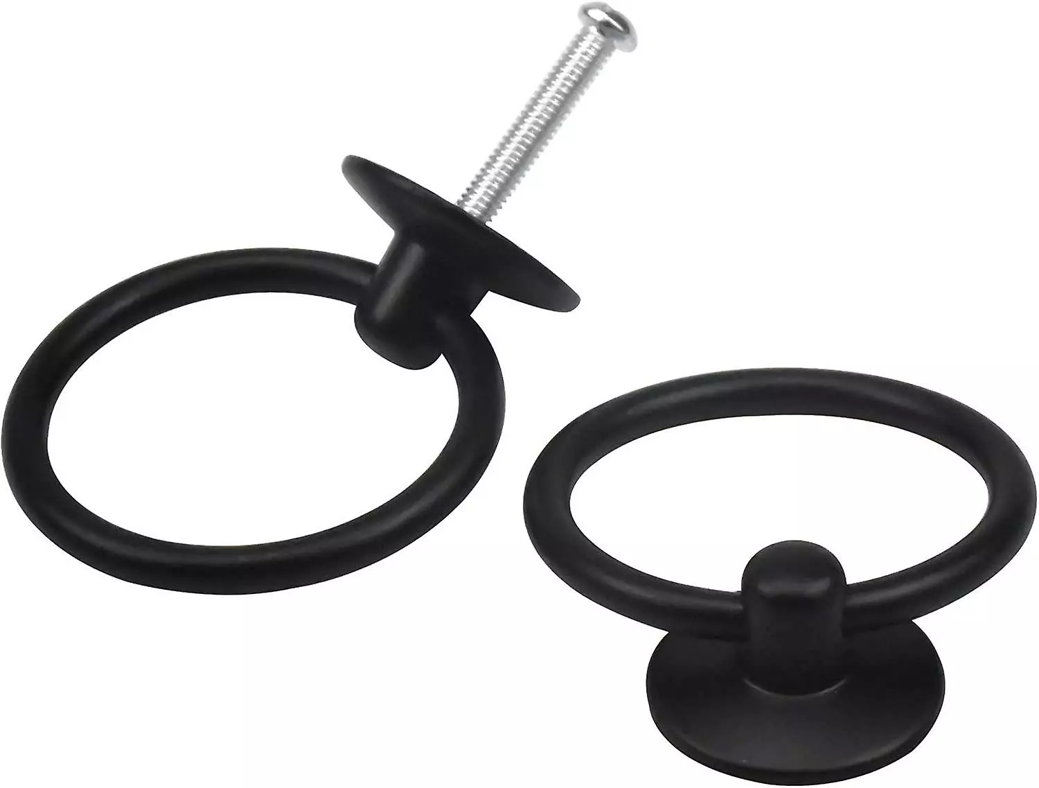 LetsGO 8 Pcs Vintage Drawer Handle Cabinet Knob Round Cupboard Handles Drawer Ring Knobs Ring Cabinet Pull Handle Antique Zinc Alloy For Kitchen Dresser Door - Image 5