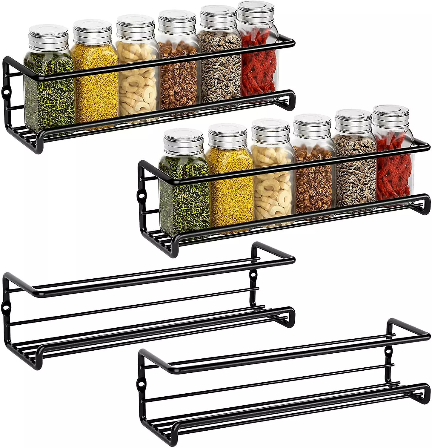 LetsGO Kitchen Spice Storage, Metal Spice Rack Without Drilling, Kitchen Wall Mounted Spice Rack, Spice Rack For Spice Jars Accessory Pantry Kitchen Cupboard