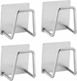 LetsGO Self-adhesive Sponge Holder - Kitchen Sponge Holder - Sponge Holder - Kitchen Sink - Adhesive Hooks For Dish Towels, Pot Lids, Drain Plugs (black, 2)