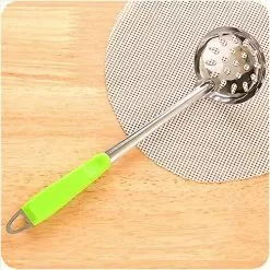 LetsGO Utensils Colander Thick Durable Stainless Steel Pots Pans Saucepan Spoon Long Handle Spatula Spoon Spoon Kitchen Utensil, Colander-green 50 - -2pcs