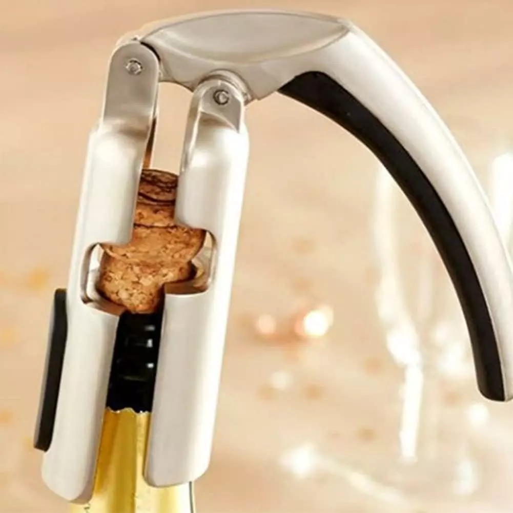 LetsGO Champagne Bottle Corkscrew - Sparkling Wine Bottle Corkscrew - Kitchen Corkscrew - Bottle Opener (silver) - Image 3