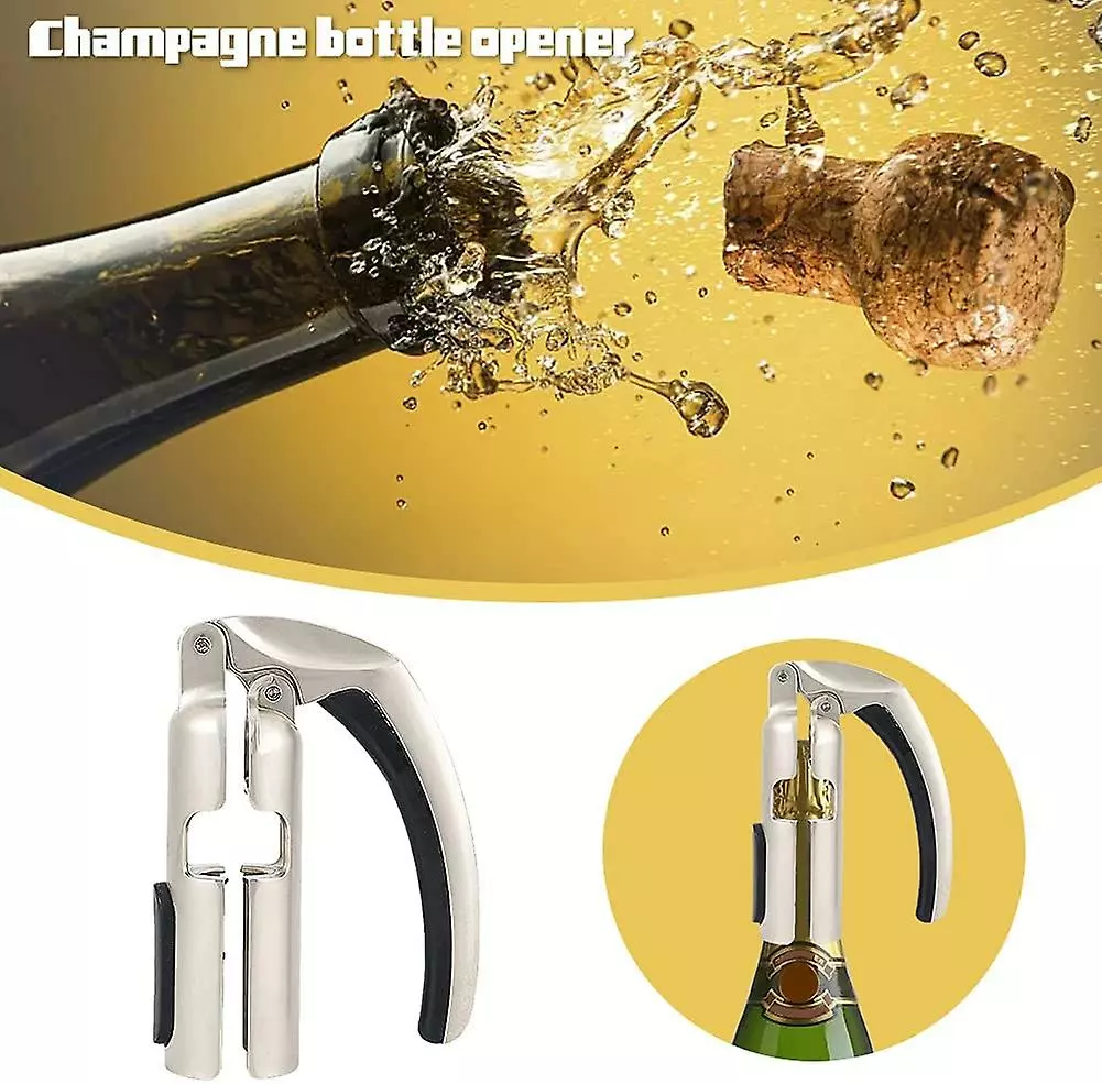 LetsGO Champagne Bottle Corkscrew - Sparkling Wine Bottle Corkscrew - Kitchen Corkscrew - Bottle Opener (silver) - Image 5