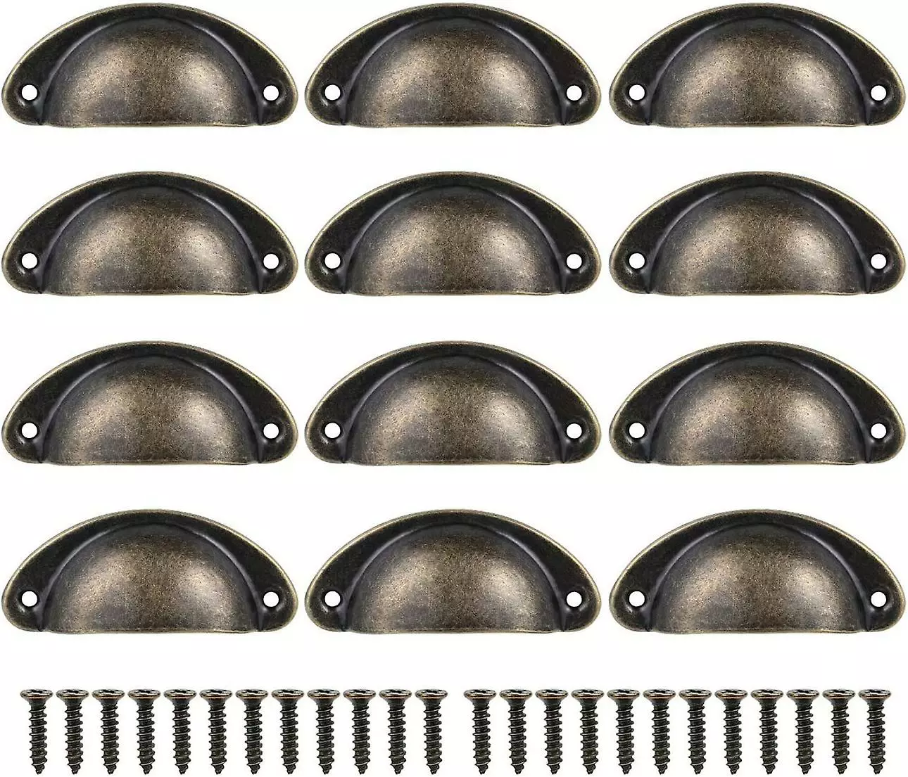 LetsGO Set Of 12 Vintage Distressed Metal Cabinet Door Handles Door Cupboard Wardrobe Cupboard Kitchen Drawer Door Knobs Length: 3.2cm Width: 3.4cm Black Bro