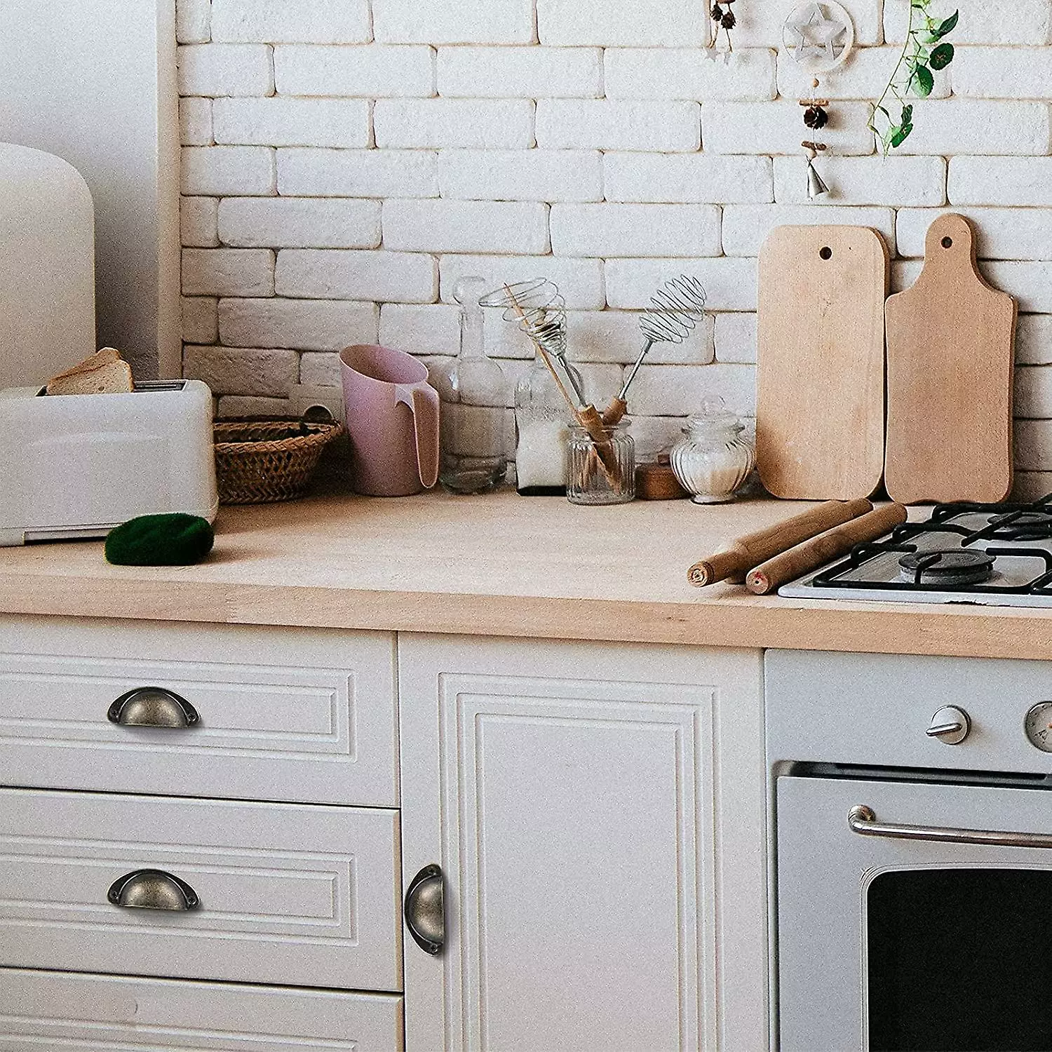 LetsGO Set Of 12 Vintage Distressed Metal Cabinet Door Handles Door Cupboard Wardrobe Cupboard Kitchen Drawer Door Knobs Length: 3.2cm Width: 3.4cm Black Bro - Image 3