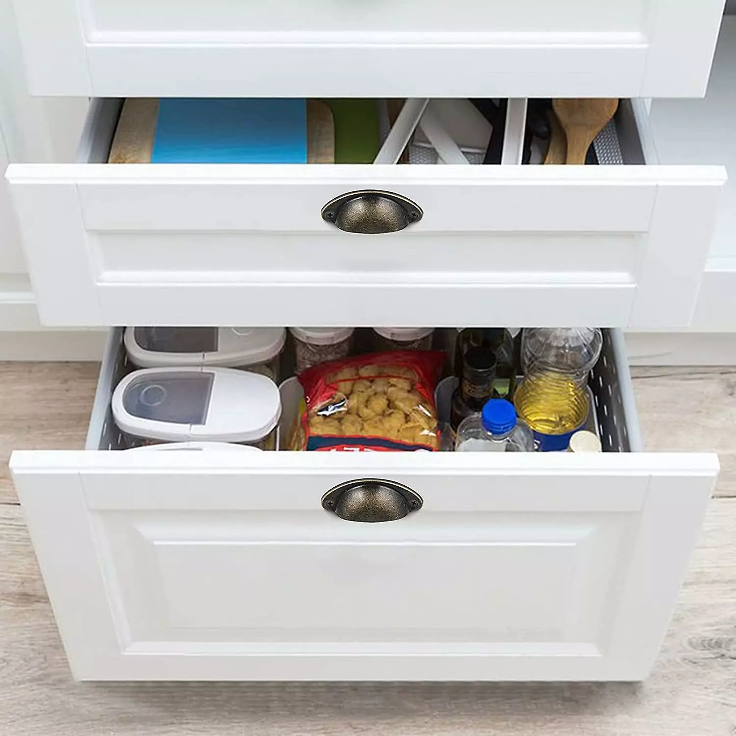 LetsGO Set Of 12 Vintage Distressed Metal Cabinet Door Handles Door Cupboard Wardrobe Cupboard Kitchen Drawer Door Knobs Length: 3.2cm Width: 3.4cm Black Bro - Image 4