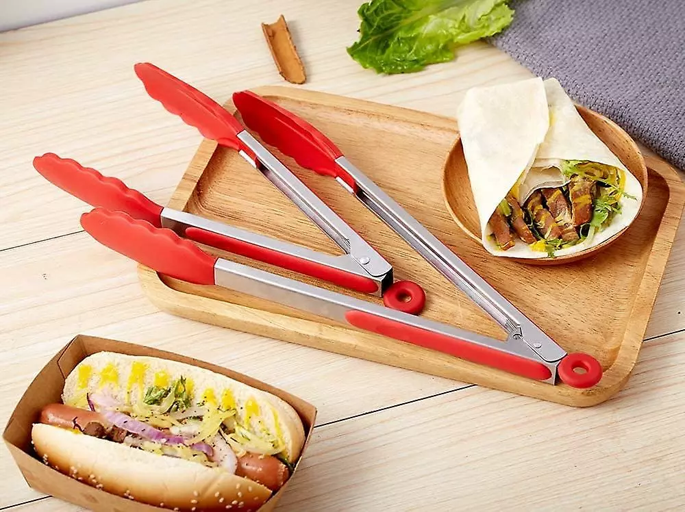 LetsGO Professional Kitchen Tongs, Barbecue Tongs Made Of Stainless Steel And Food Grade Silicone, Heat Resistant Kitchen Tongs- 30cm/23cm - Image 4