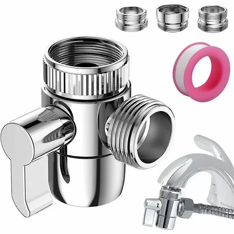 SWYEOOT Way Shower Diverter Valve Hand Shower Diverter Valve Stop Valve For Kitchen Or Bathroom With Faucet Adapter M22-M24, M22-G1/2”