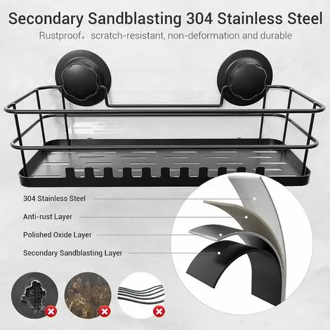 SWYEOOT Shower Shelf, No Drilling Shower Caddy 2 Shelves, Wall Mounted Shower Organizer Storage Baskets Stainless Steel Shower Soap Holder For Bathroom And Kitchen - Image 4