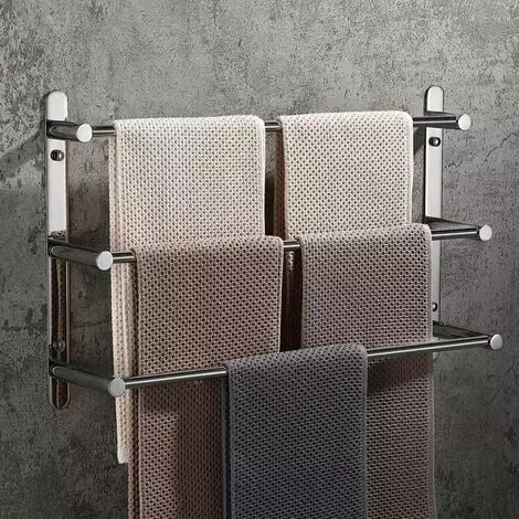 JENDREK PAUL LIMITED Multilayer 304 Stainless Steel Wall Mounted Towel Rack 40cm Wall Mounted 3 Bars Bathroom Kitchen - Image 3